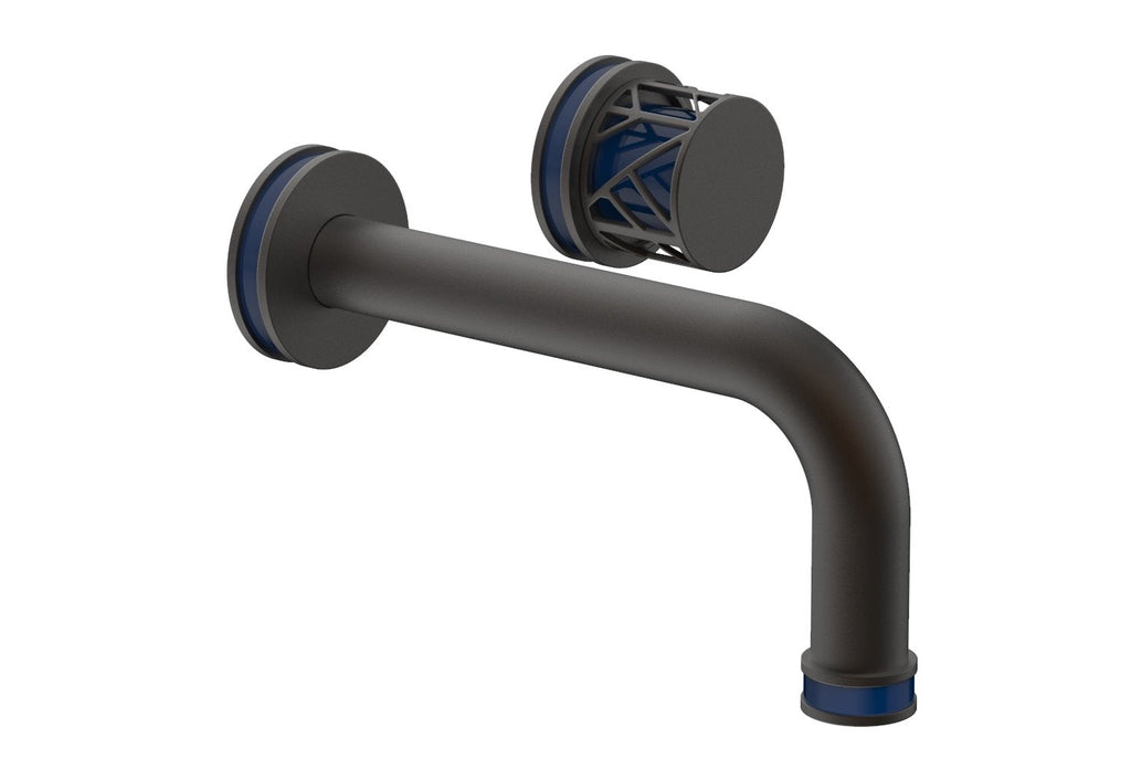 1-1/8" - Oil Rubbed Bronze - JOLIE Single Handle Wall Lavatory Set - Round Handle "Navy Blue" Accents 222-15 by Phylrich - New York Hardware