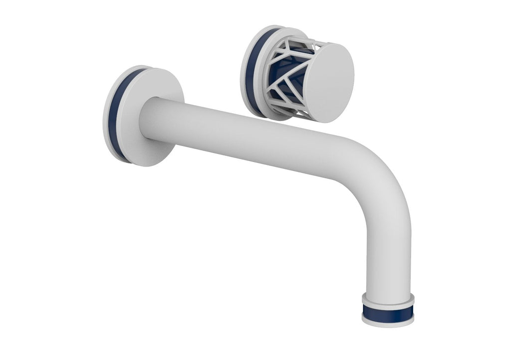1-1/8" - Satin White - JOLIE Single Handle Wall Lavatory Set - Round Handle "Navy Blue" Accents 222-15 by Phylrich - New York Hardware