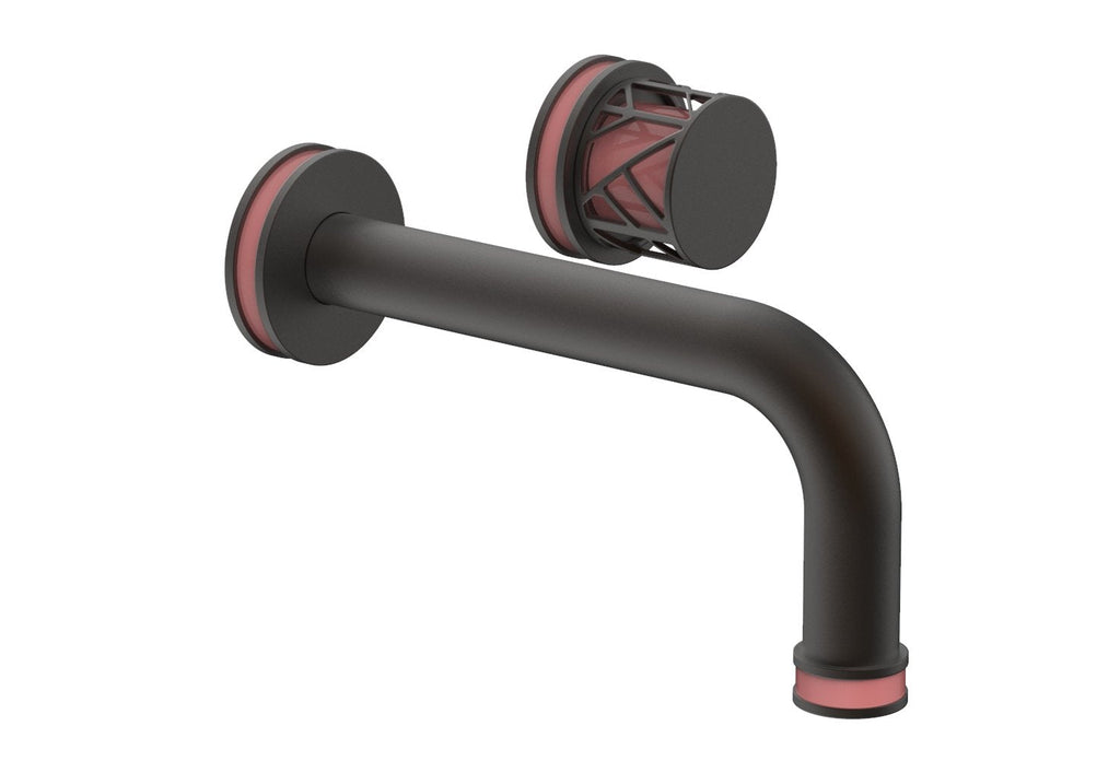 1-1/8" - Oil Rubbed Bronze - JOLIE Single Handle Wall Lavatory Set - Round Handle "Pink" Accents 222-15 by Phylrich - New York Hardware