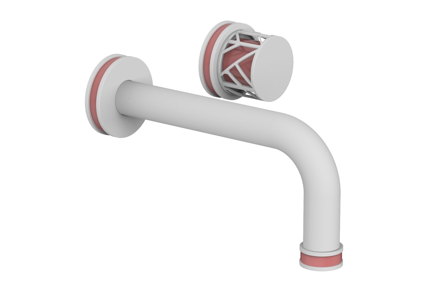 1-1/8" - Satin White - JOLIE Single Handle Wall Lavatory Set - Round Handle "Pink" Accents 222-15 by Phylrich - New York Hardware