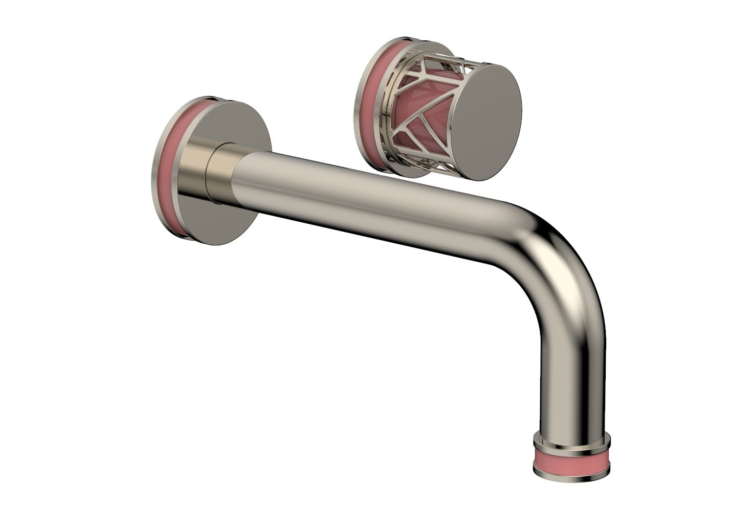 1-1/8" - Matte Black - JOLIE Single Handle Wall Lavatory Set - Round Handle "Pink" Accents 222-15 by Phylrich - New York Hardware