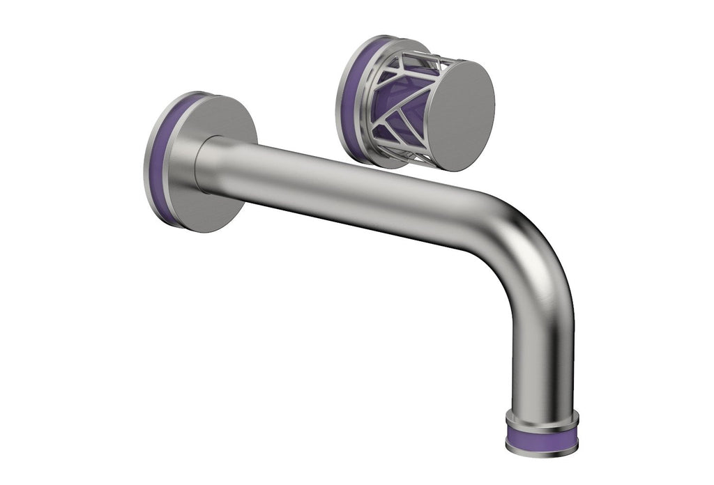 1-1/8" - Satin Chrome - JOLIE Single Handle Wall Lavatory Set - Round Handle "Purple" Accents 222-15 by Phylrich - New York Hardware