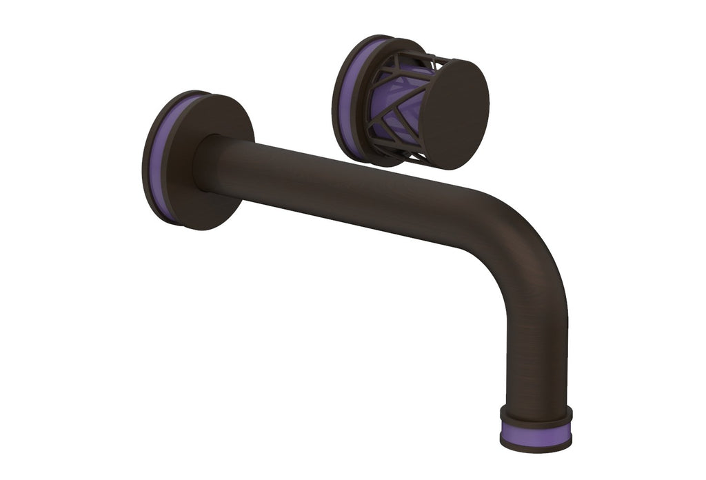 1-1/8" - Antique Bronze - JOLIE Single Handle Wall Lavatory Set - Round Handle "Purple" Accents 222-15 by Phylrich - New York Hardware