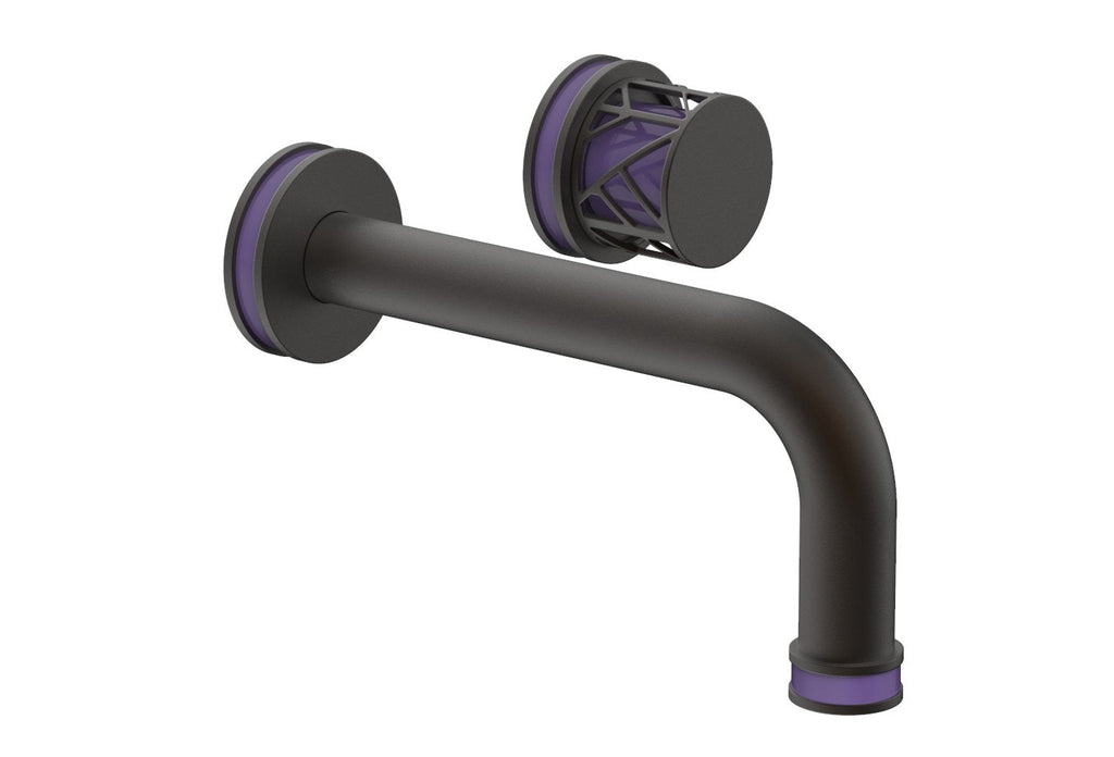 1-1/8" - Oil Rubbed Bronze - JOLIE Single Handle Wall Lavatory Set - Round Handle "Purple" Accents 222-15 by Phylrich - New York Hardware