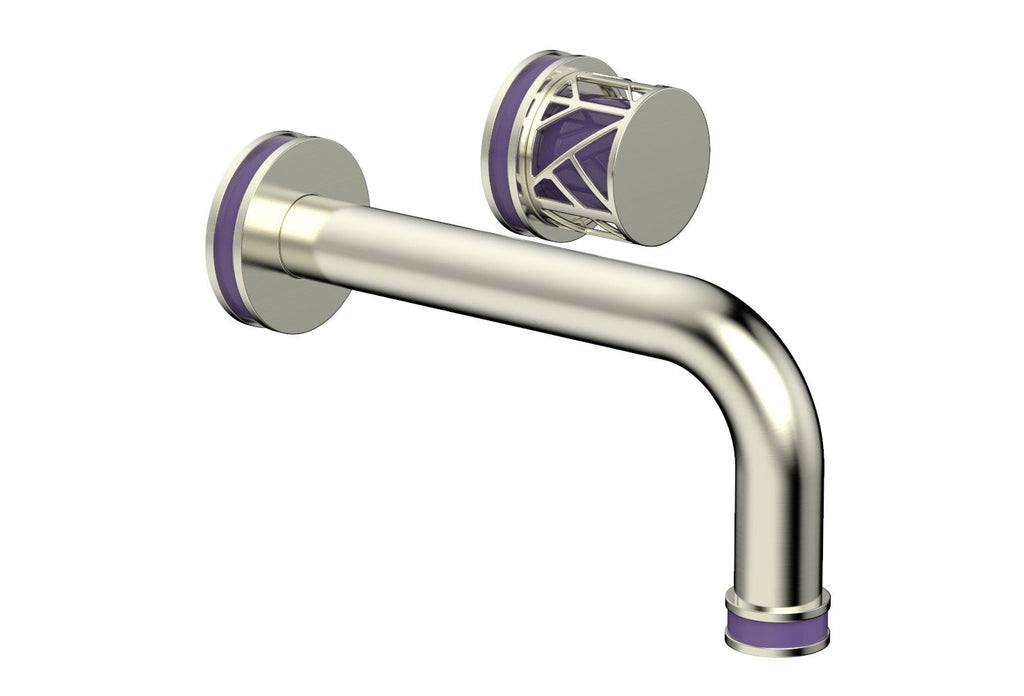 1-1/8" - Polished Brass - JOLIE Single Handle Wall Lavatory Set - Round Handle "Purple" Accents 222-15 by Phylrich - New York Hardware