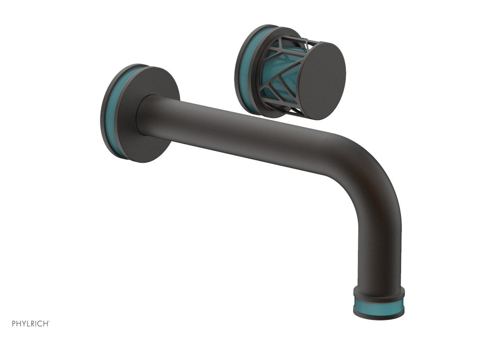 1-1/8" - Oil Rubbed Bronze - JOLIE Single Handle Wall Lavatory Set - Round Handle "Turquoise" Accents 222-15 by Phylrich - New York Hardware
