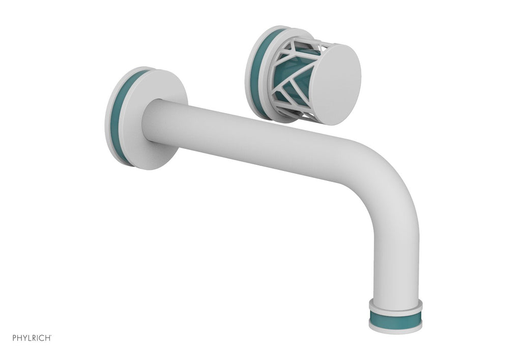 1-1/8" - Satin White - JOLIE Single Handle Wall Lavatory Set - Round Handle "Turquoise" Accents 222-15 by Phylrich - New York Hardware
