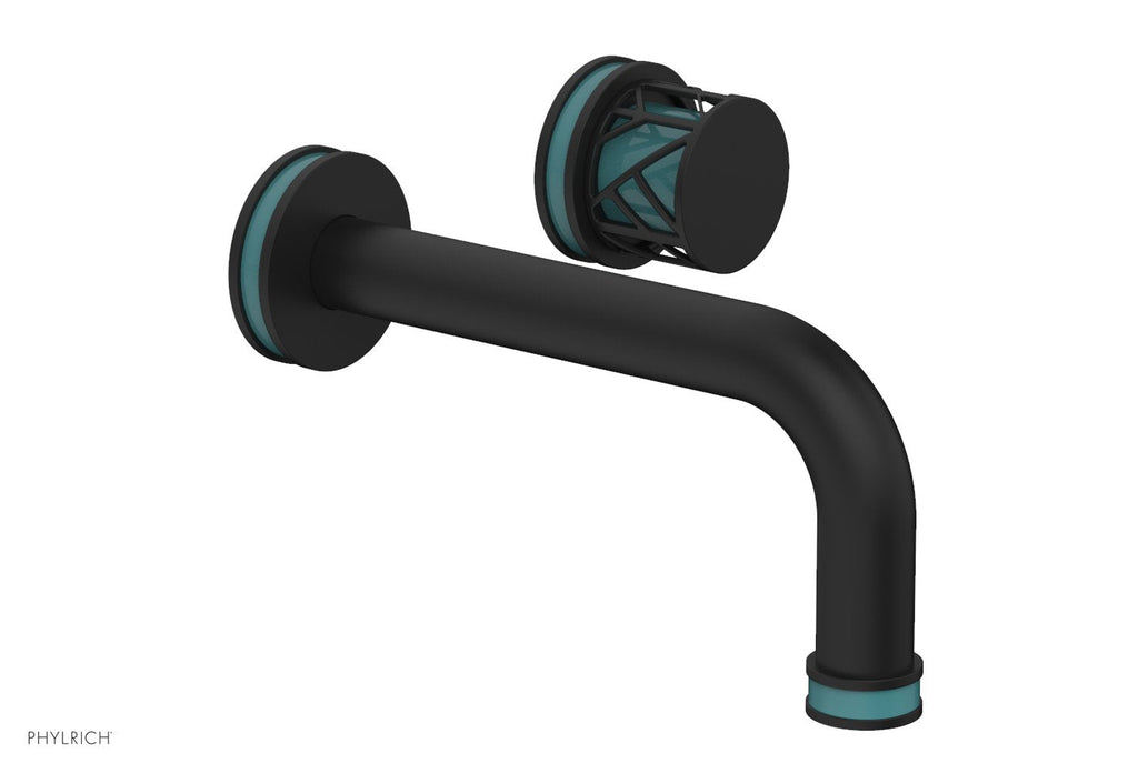 1-1/8" - Matte Black - JOLIE Single Handle Wall Lavatory Set - Round Handle "Turquoise" Accents 222-15 by Phylrich - New York Hardware
