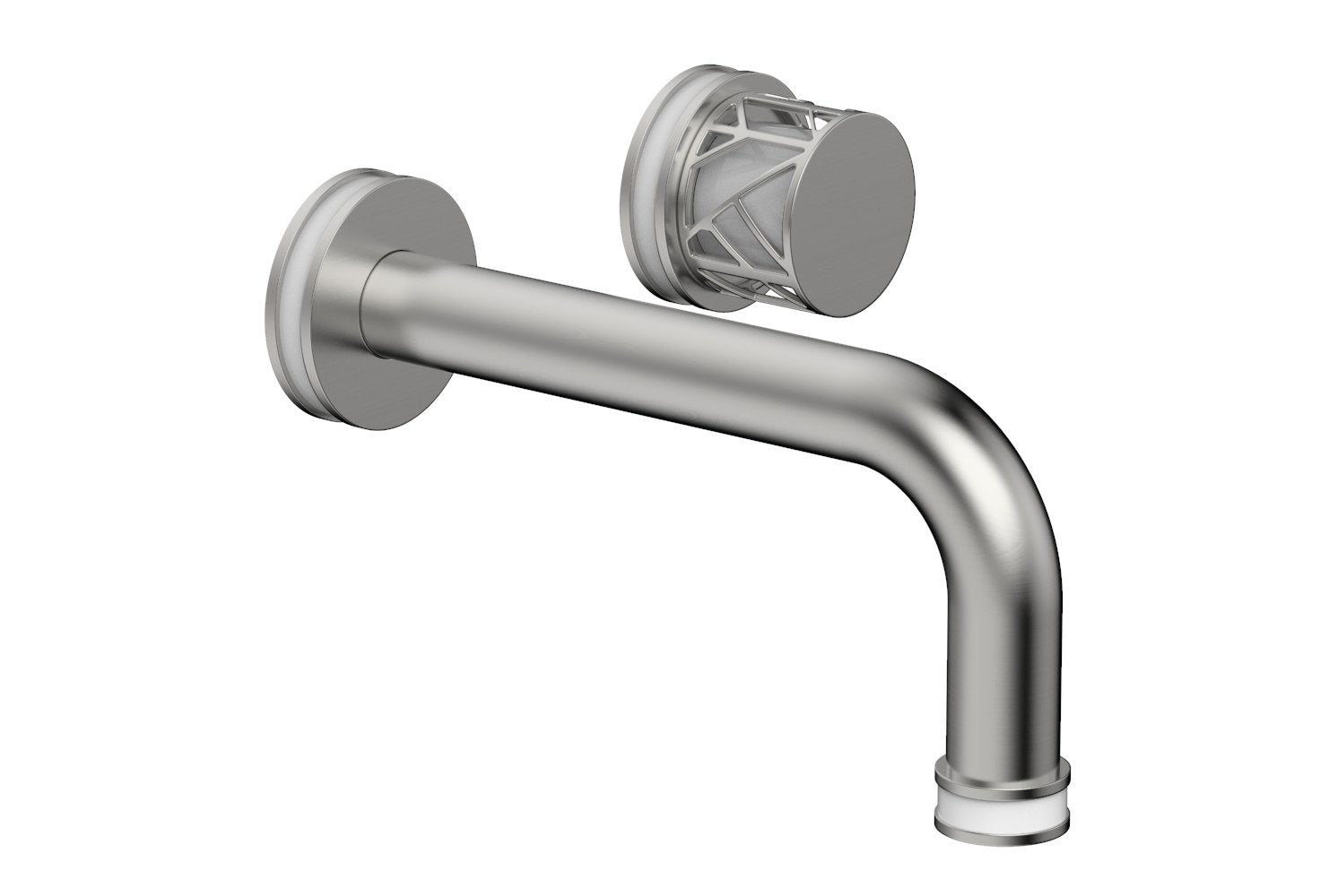 1-1/8" - Satin Chrome - JOLIE Single Handle Wall Lavatory Set - Round Handle "White" Accents 222-15 by Phylrich - New York Hardware