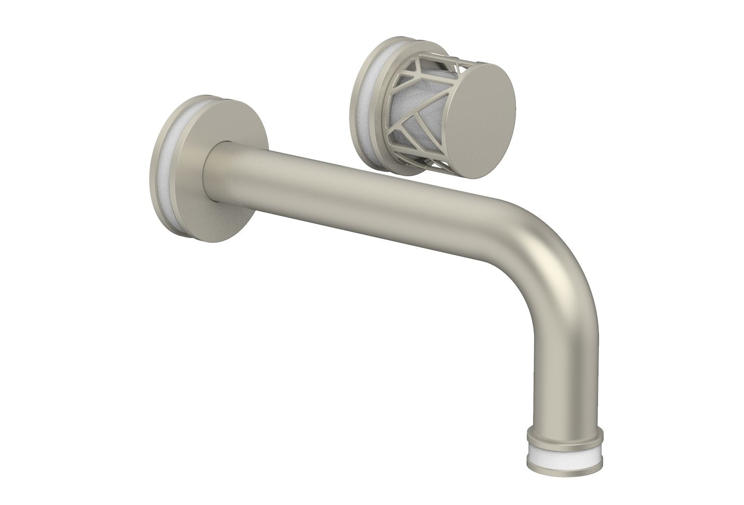 1-1/8" - Burnished Nickel - JOLIE Single Handle Wall Lavatory Set - Round Handle "White" Accents 222-15 by Phylrich - New York Hardware