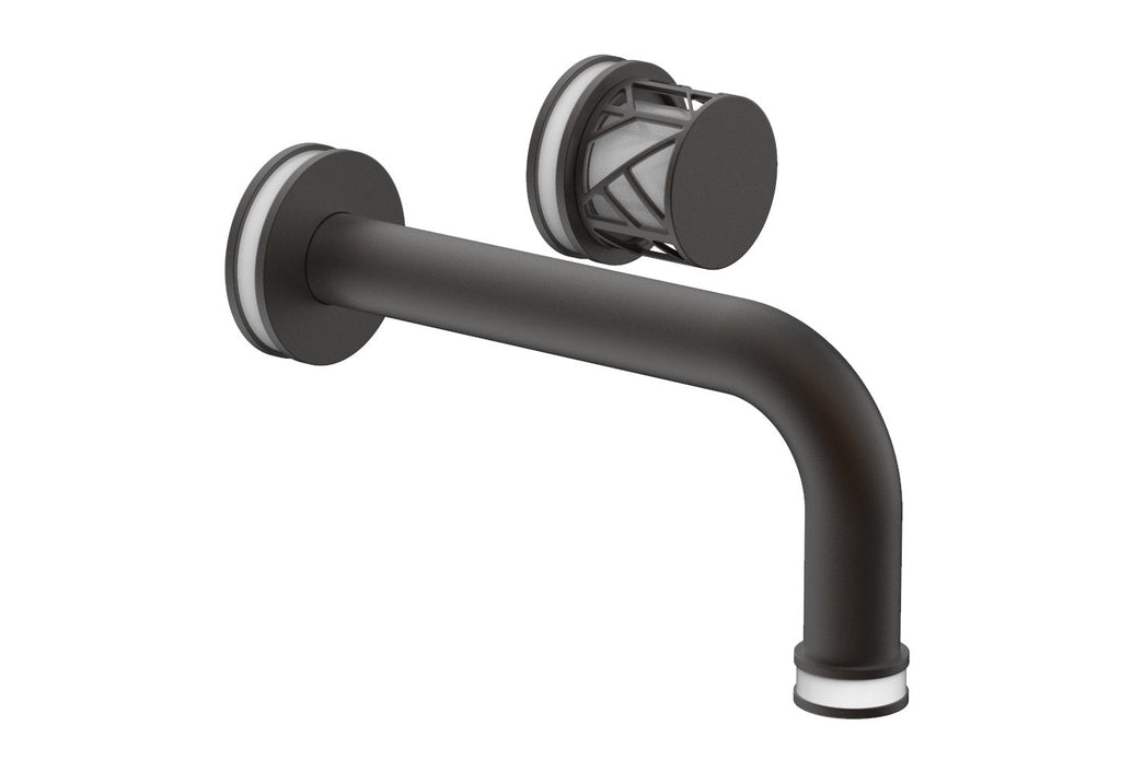 1-1/8" - Oil Rubbed Bronze - JOLIE Single Handle Wall Lavatory Set - Round Handle "White" Accents 222-15 by Phylrich - New York Hardware