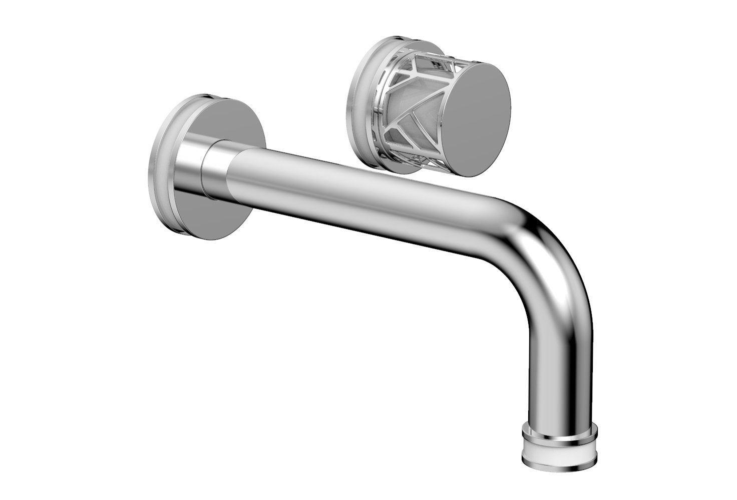 1-1/8" - Polished Chrome - JOLIE Single Handle Wall Lavatory Set - Round Handle "White" Accents 222-15 by Phylrich - New York Hardware