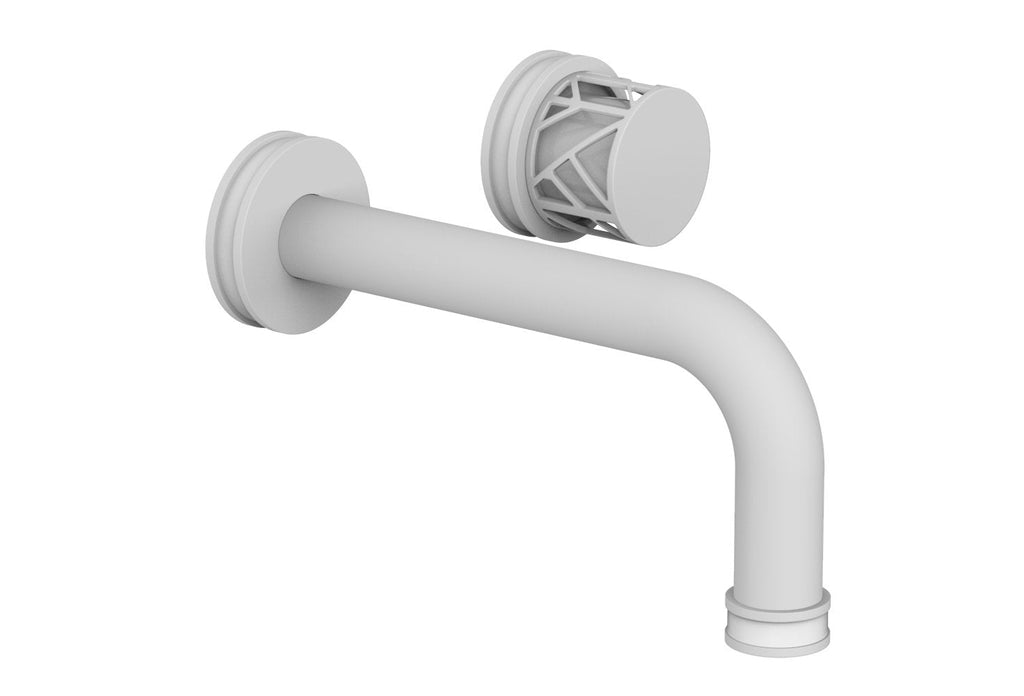 1-1/8" - Satin White - JOLIE Single Handle Wall Lavatory Set - Round Handle "White" Accents 222-15 by Phylrich - New York Hardware