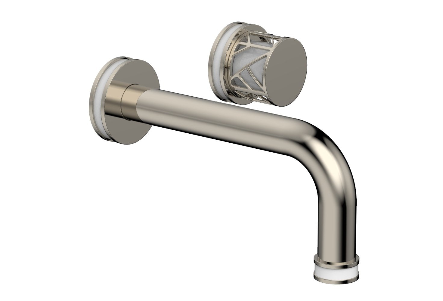 1-1/8" - Polished Nickel - JOLIE Single Handle Wall Lavatory Set - Round Handle "White" Accents 222-15 by Phylrich - New York Hardware