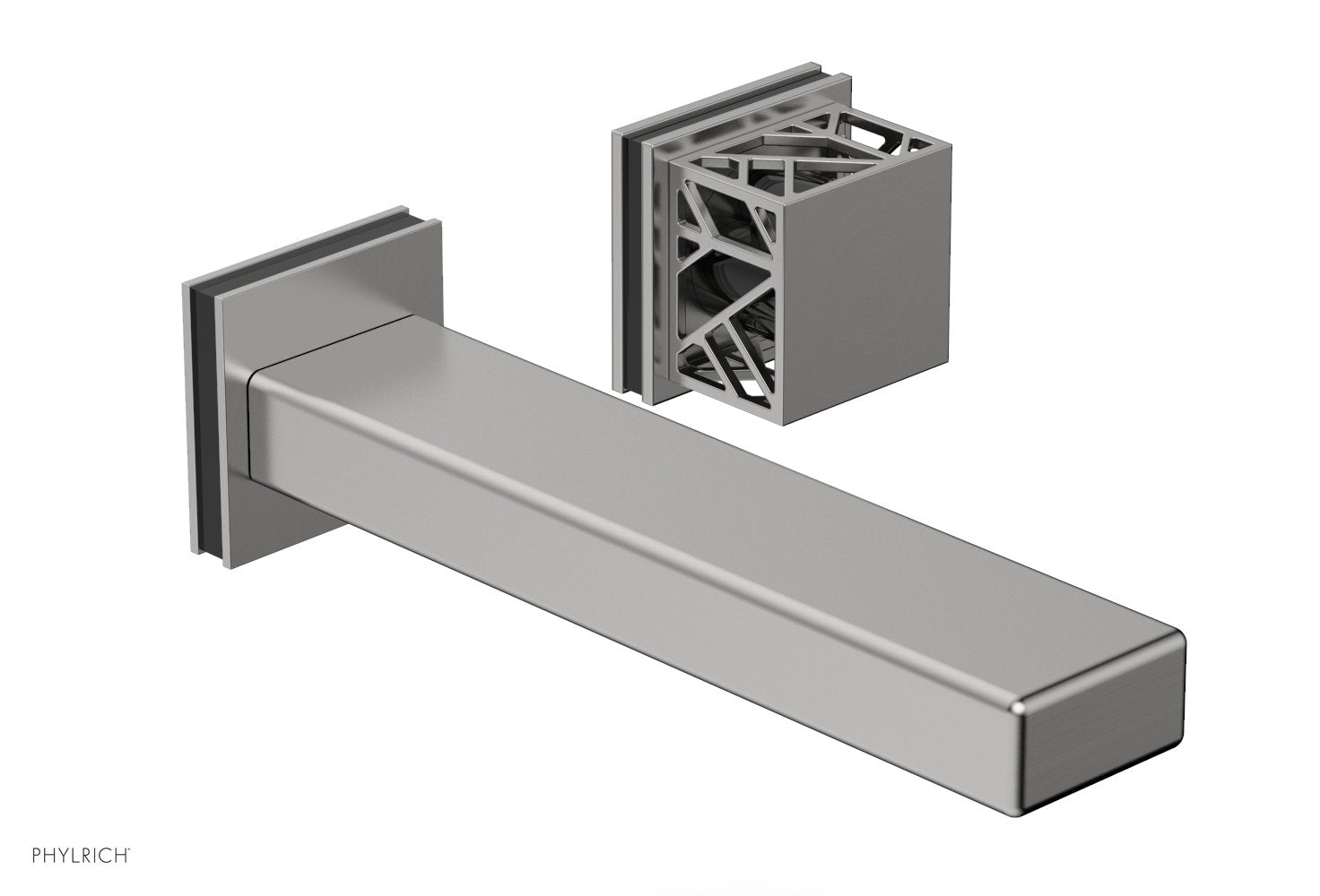 1-1/8" - Satin Chrome - JOLIE Single Handle Wall Lavatory Set - Square Handle "Black" Accents 222-16 by Phylrich - New York Hardware