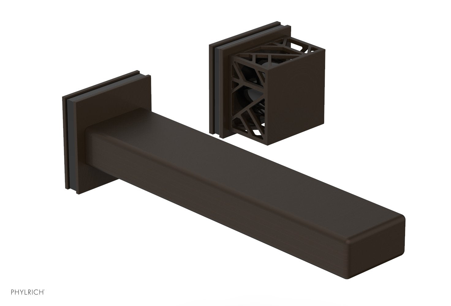 1-1/8" - Antique Bronze - JOLIE Single Handle Wall Lavatory Set - Square Handle "Black" Accents 222-16 by Phylrich - New York Hardware