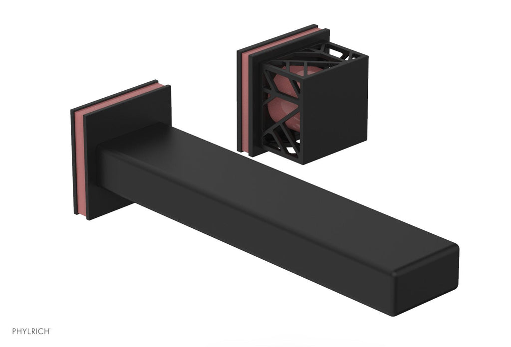 1-1/8" - Matte Black - JOLIE Single Handle Wall Lavatory Set - Square Handle "Pink" Accents 222-16 by Phylrich - New York Hardware