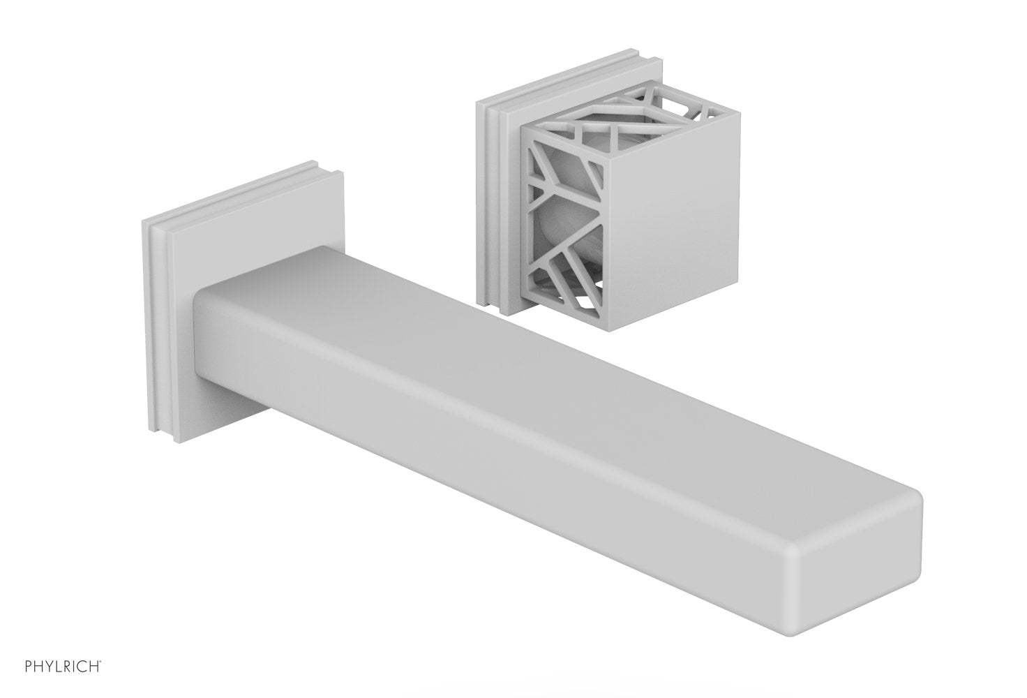 1-1/8" - Satin White - JOLIE Single Handle Wall Lavatory Set - Square Handle "White" Accents 222-16 by Phylrich - New York Hardware