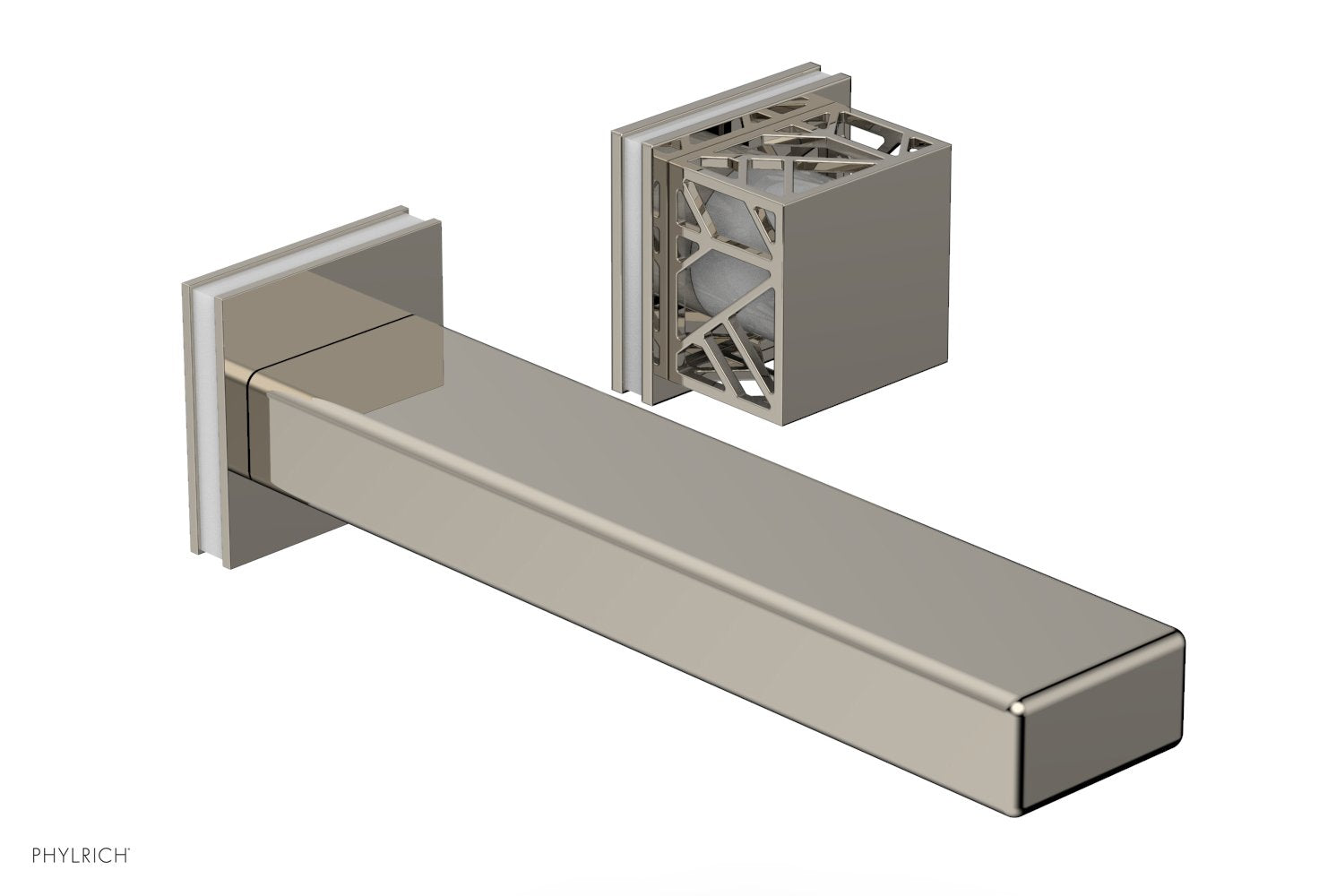 1-1/8" - Matte Black - JOLIE Single Handle Wall Lavatory Set - Square Handle "White" Accents 222-16 by Phylrich - New York Hardware