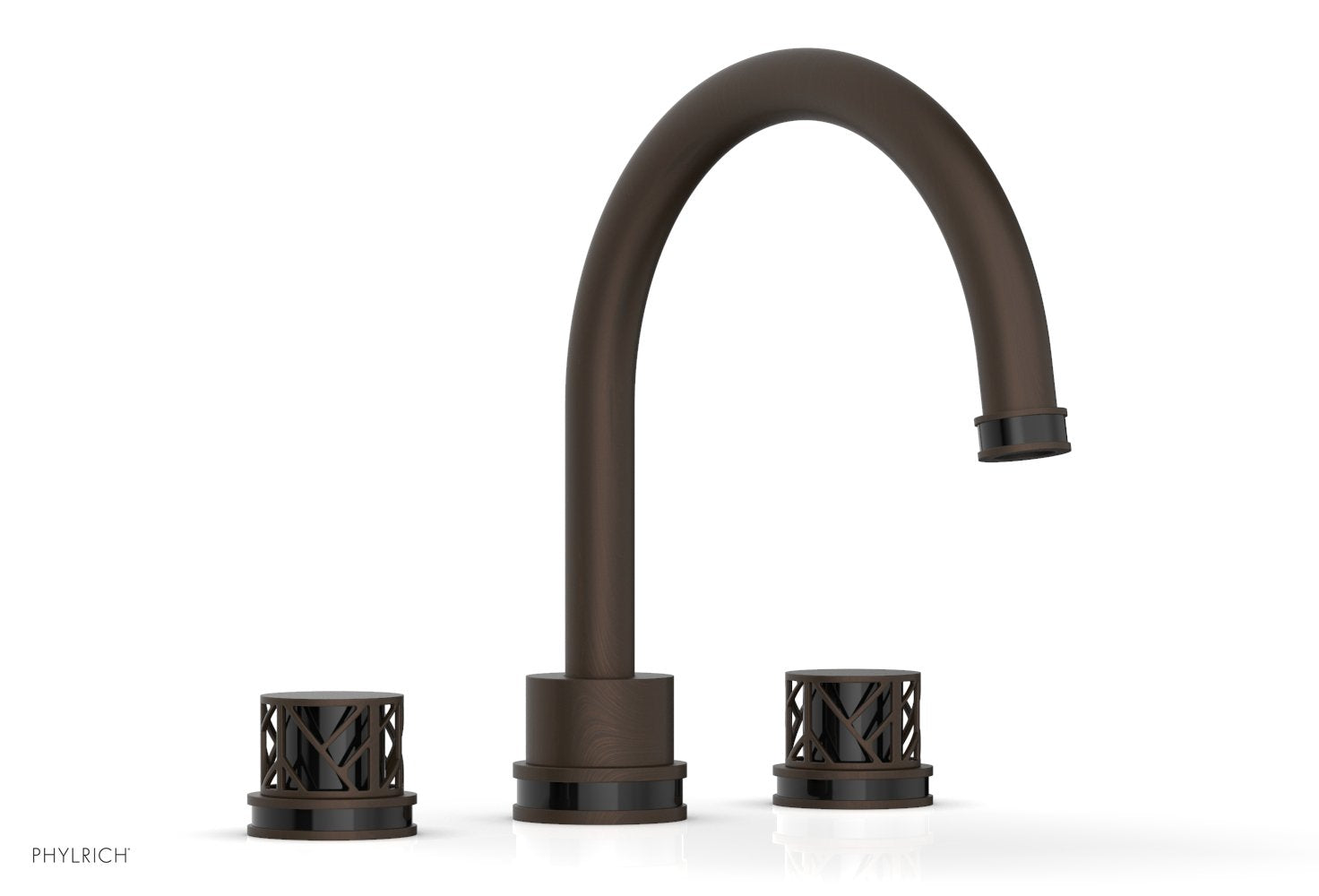 10-15/16" - Antique Bronze - JOLIE Deck Tub Set - Round Handles with "Black" Accents 222-40 by Phylrich - New York Hardware