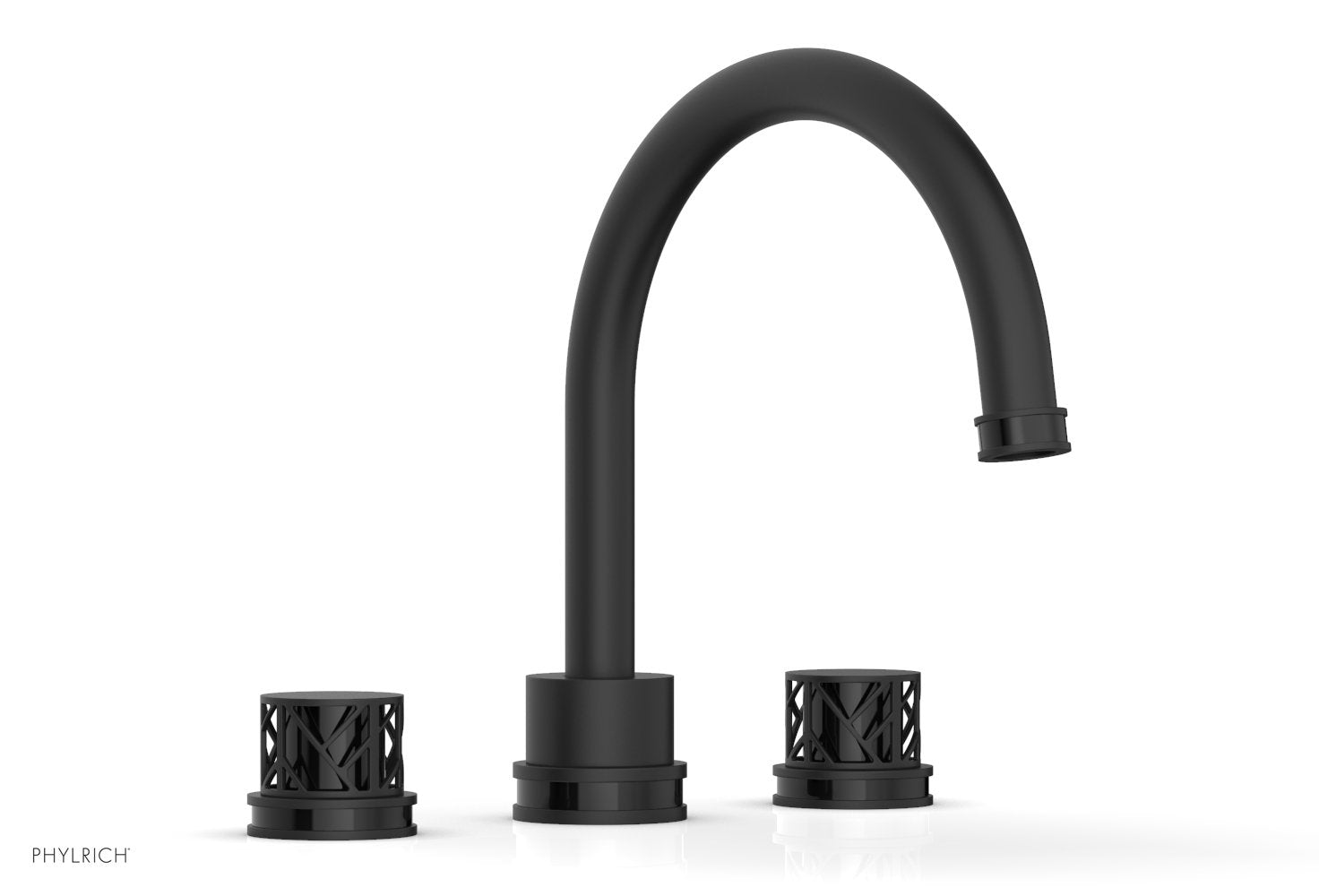 10-15/16" - Matte Black - JOLIE Deck Tub Set - Round Handles with "Black" Accents 222-40 by Phylrich - New York Hardware