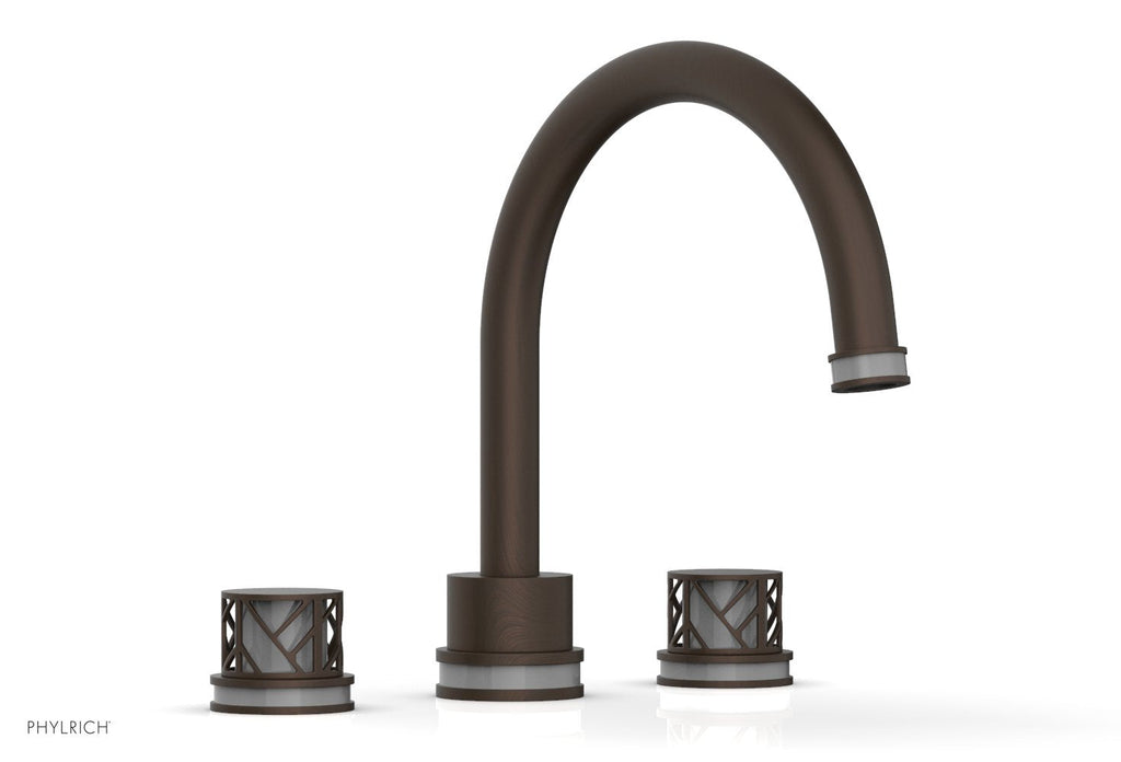 10-15/16" - Antique Bronze - JOLIE Deck Tub Set - Round Handles with "Grey" Accents 222-40 by Phylrich - New York Hardware