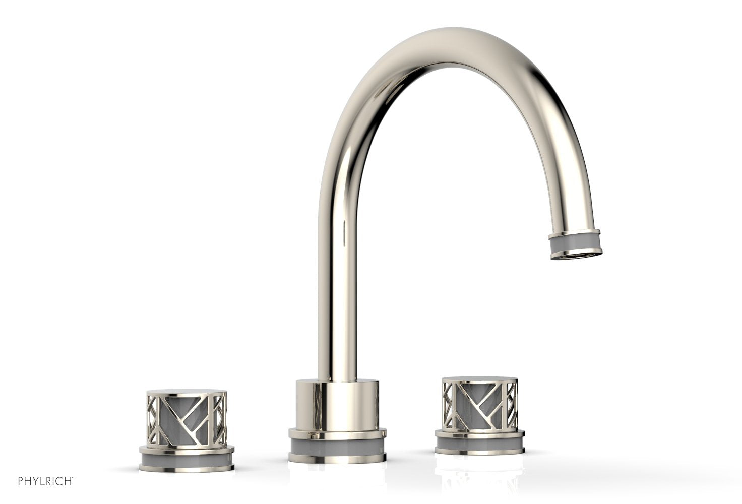 10-15/16" - Matte Black - JOLIE Deck Tub Set - Round Handles with "Grey" Accents 222-40 by Phylrich - New York Hardware