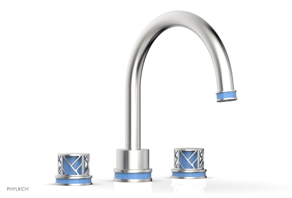 10-15/16" - Satin Chrome - JOLIE Deck Tub Set - Round Handles with "Light Blue" Accents 222-40 by Phylrich - New York Hardware