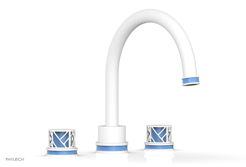10-15/16" - Satin White - JOLIE Deck Tub Set - Round Handles with "Light Blue" Accents 222-40 by Phylrich - New York Hardware