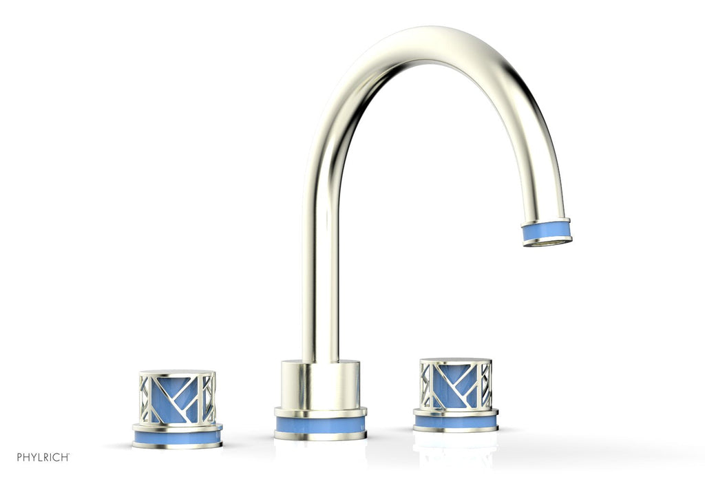 10-15/16" - Polished Chrome - JOLIE Deck Tub Set - Round Handles with "Light Blue" Accents 222-40 by Phylrich - New York Hardware