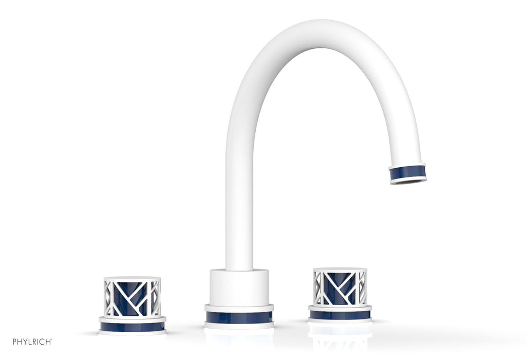 10-15/16" - Satin White - JOLIE Deck Tub Set - Round Handles with "Navy Blue" Accents 222-40 by Phylrich - New York Hardware