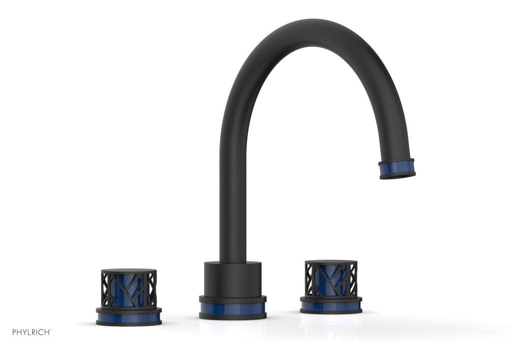 10-15/16" - Matte Black - JOLIE Deck Tub Set - Round Handles with "Navy Blue" Accents 222-40 by Phylrich - New York Hardware