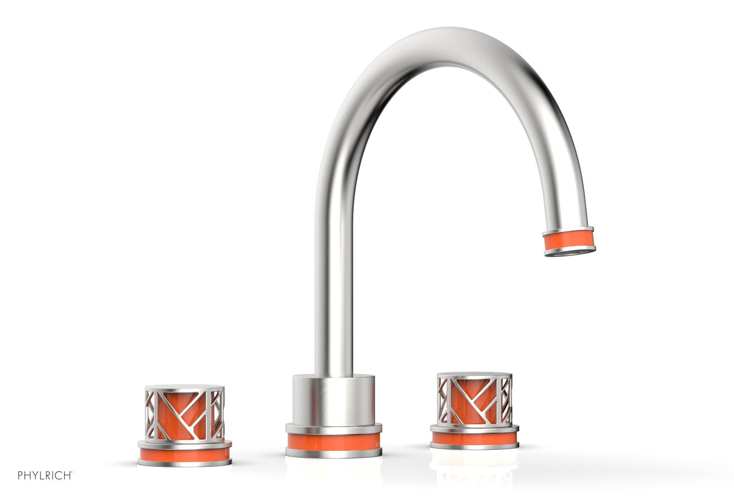 10-15/16" - Satin Chrome - JOLIE Deck Tub Set - Round Handles with "Orange" Accents 222-40 by Phylrich - New York Hardware