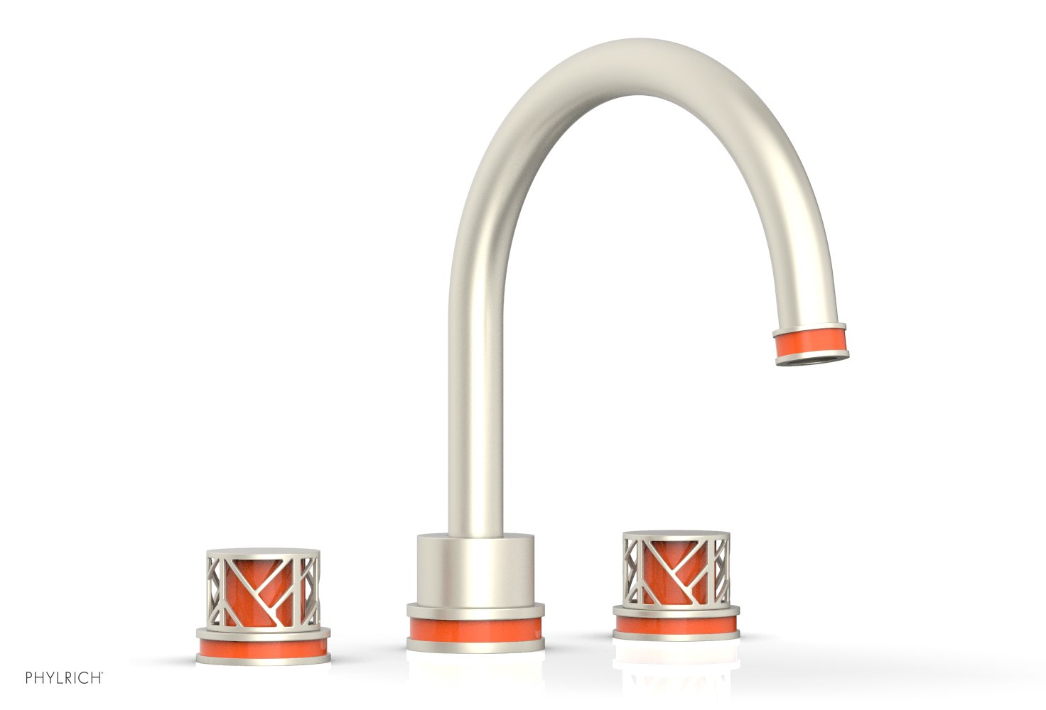 10-15/16" - Burnished Nickel - JOLIE Deck Tub Set - Round Handles with "Orange" Accents 222-40 by Phylrich - New York Hardware