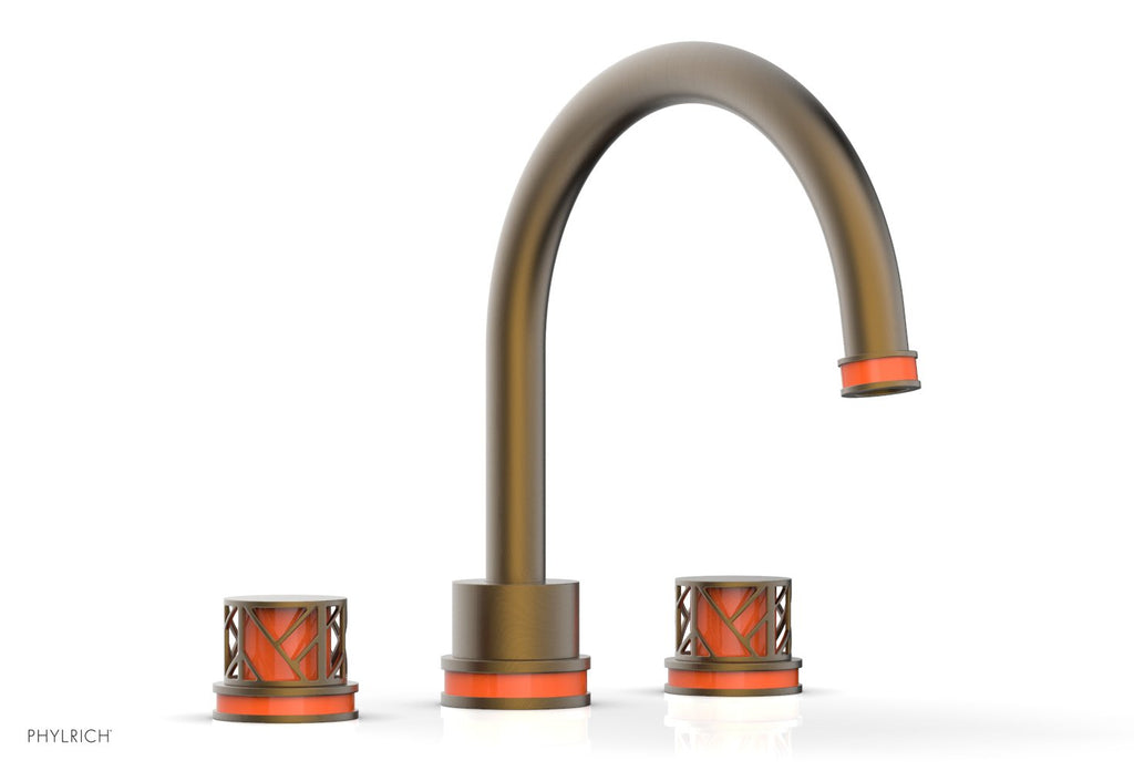 10-15/16" - Old English Brass - JOLIE Deck Tub Set - Round Handles with "Orange" Accents 222-40 by Phylrich - New York Hardware