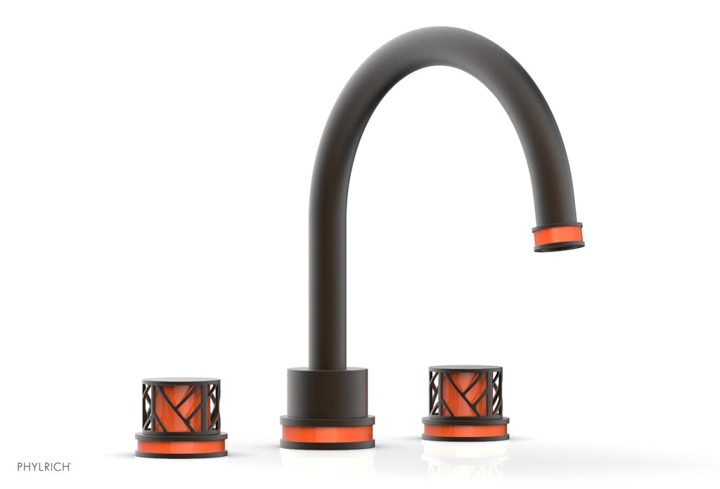 10-15/16" - Oil Rubbed Bronze - JOLIE Deck Tub Set - Round Handles with "Orange" Accents 222-40 by Phylrich - New York Hardware