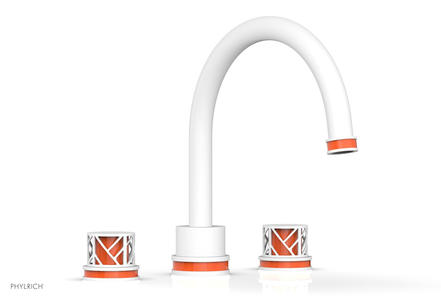 10-15/16" - Satin White - JOLIE Deck Tub Set - Round Handles with "Orange" Accents 222-40 by Phylrich - New York Hardware