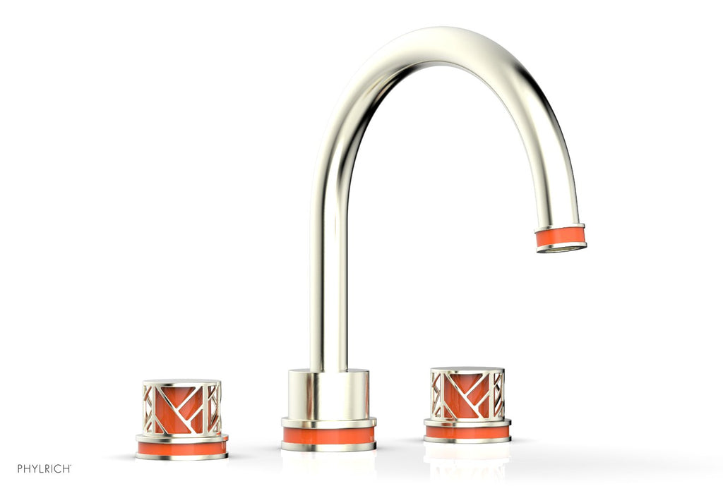 10-15/16" - Polished Brass - JOLIE Deck Tub Set - Round Handles with "Orange" Accents 222-40 by Phylrich - New York Hardware