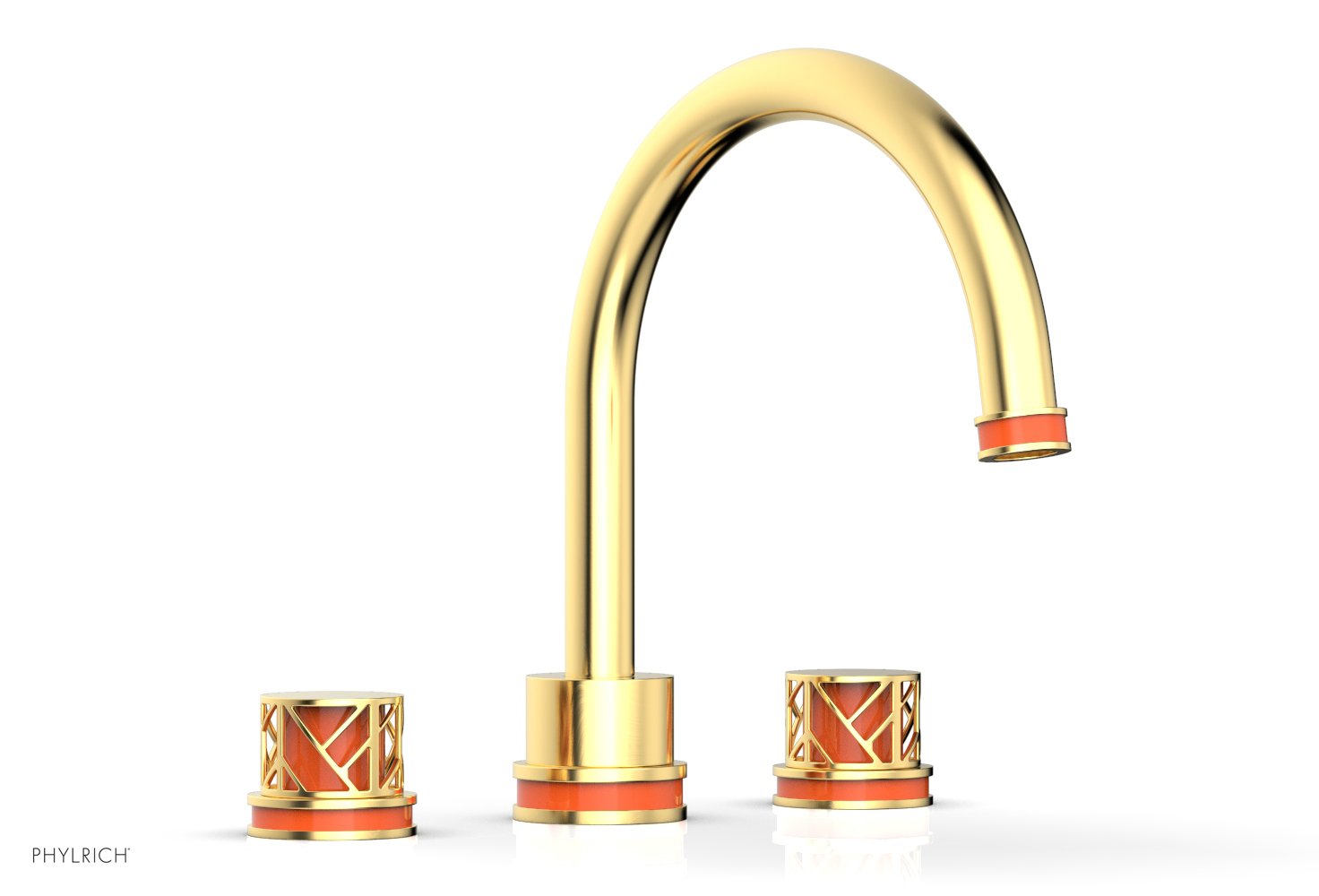 10-15/16" - Satin Gold - JOLIE Deck Tub Set - Round Handles with "Orange" Accents 222-40 by Phylrich - New York Hardware