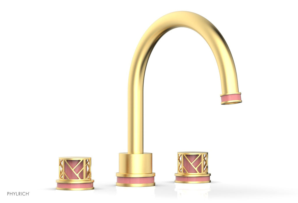 10-15/16" - Satin Chrome - JOLIE Deck Tub Set - Round Handles with "Pink" Accents 222-40 by Phylrich - New York Hardware