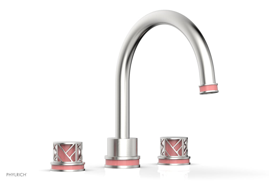 10-15/16" - Polished Chrome - JOLIE Deck Tub Set - Round Handles with "Pink" Accents 222-40 by Phylrich - New York Hardware