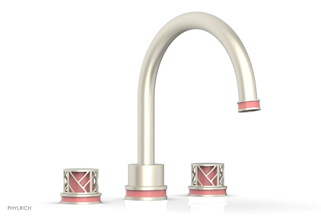 10-15/16" - Burnished Nickel - JOLIE Deck Tub Set - Round Handles with "Pink" Accents 222-40 by Phylrich - New York Hardware
