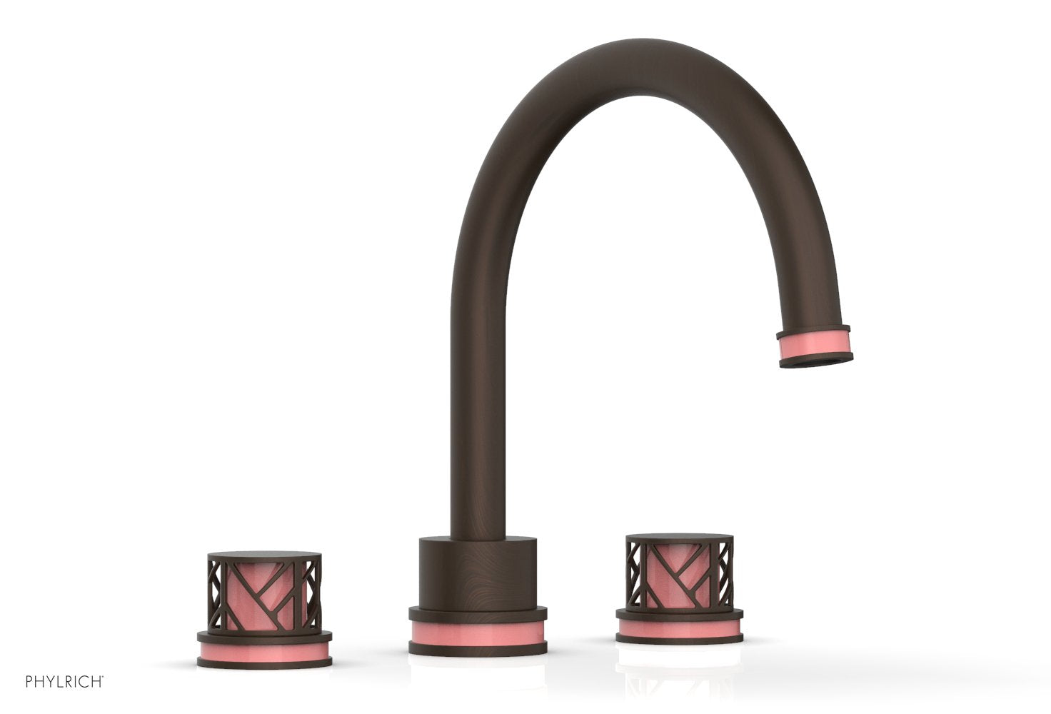 10-15/16" - Antique Bronze - JOLIE Deck Tub Set - Round Handles with "Pink" Accents 222-40 by Phylrich - New York Hardware