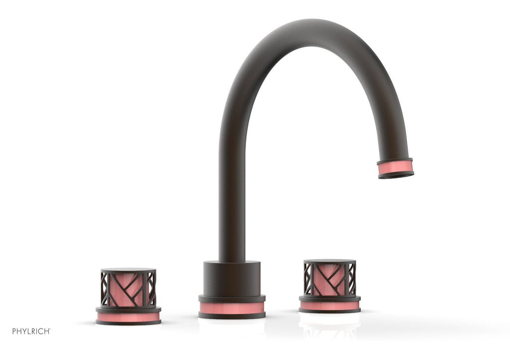 10-15/16" - Oil Rubbed Bronze - JOLIE Deck Tub Set - Round Handles with "Pink" Accents 222-40 by Phylrich - New York Hardware