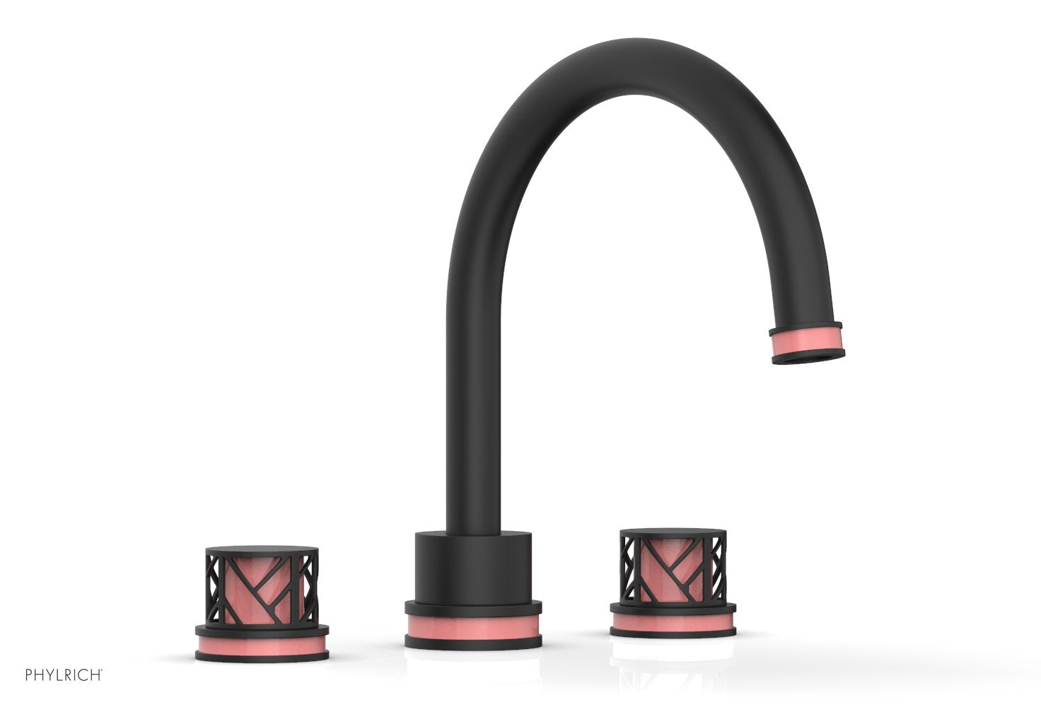 10-15/16" - Satin Nickel - JOLIE Deck Tub Set - Round Handles with "Pink" Accents 222-40 by Phylrich - New York Hardware