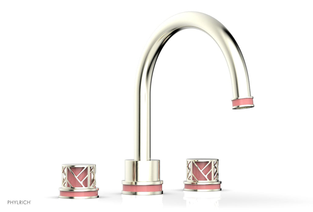 10-15/16" - Polished Brass - JOLIE Deck Tub Set - Round Handles with "Pink" Accents 222-40 by Phylrich - New York Hardware
