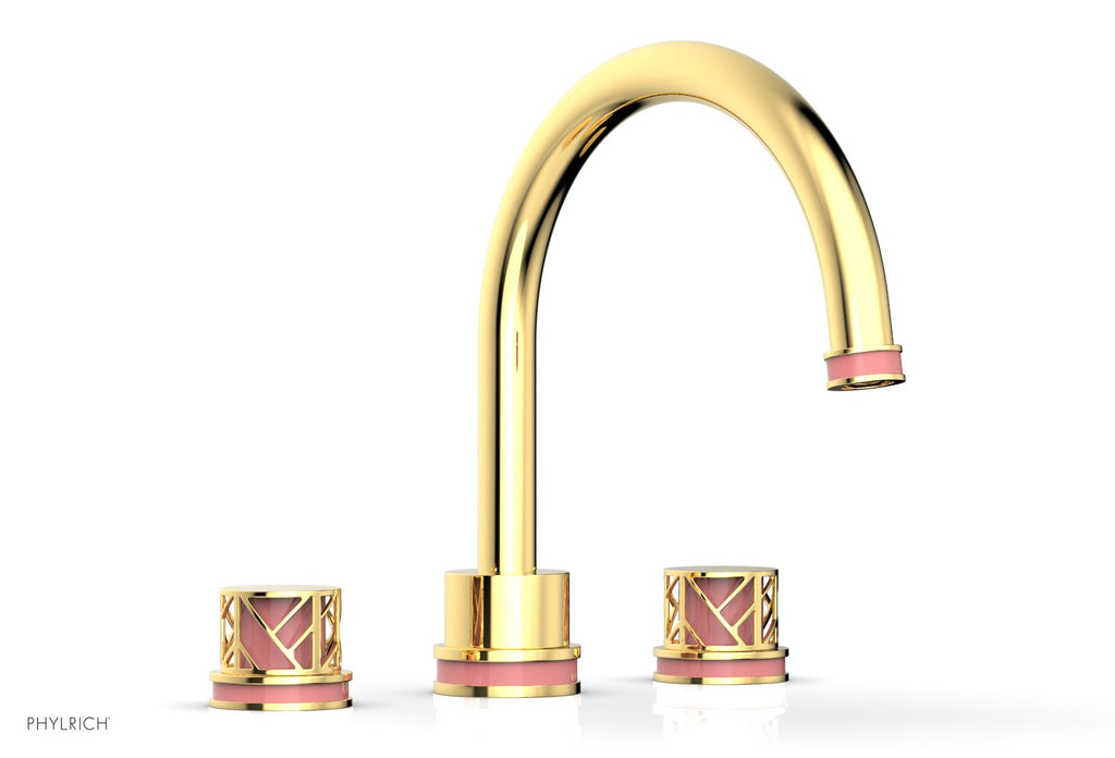 10-15/16" - Satin Gold - JOLIE Deck Tub Set - Round Handles with "Pink" Accents 222-40 by Phylrich - New York Hardware