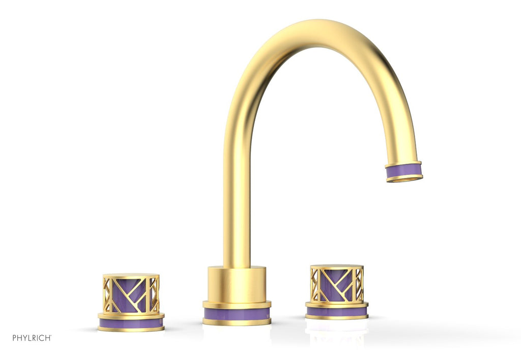 10-15/16" - Burnished Gold - JOLIE Deck Tub Set - Round Handles with "Purple" Accents 222-40 by Phylrich - New York Hardware