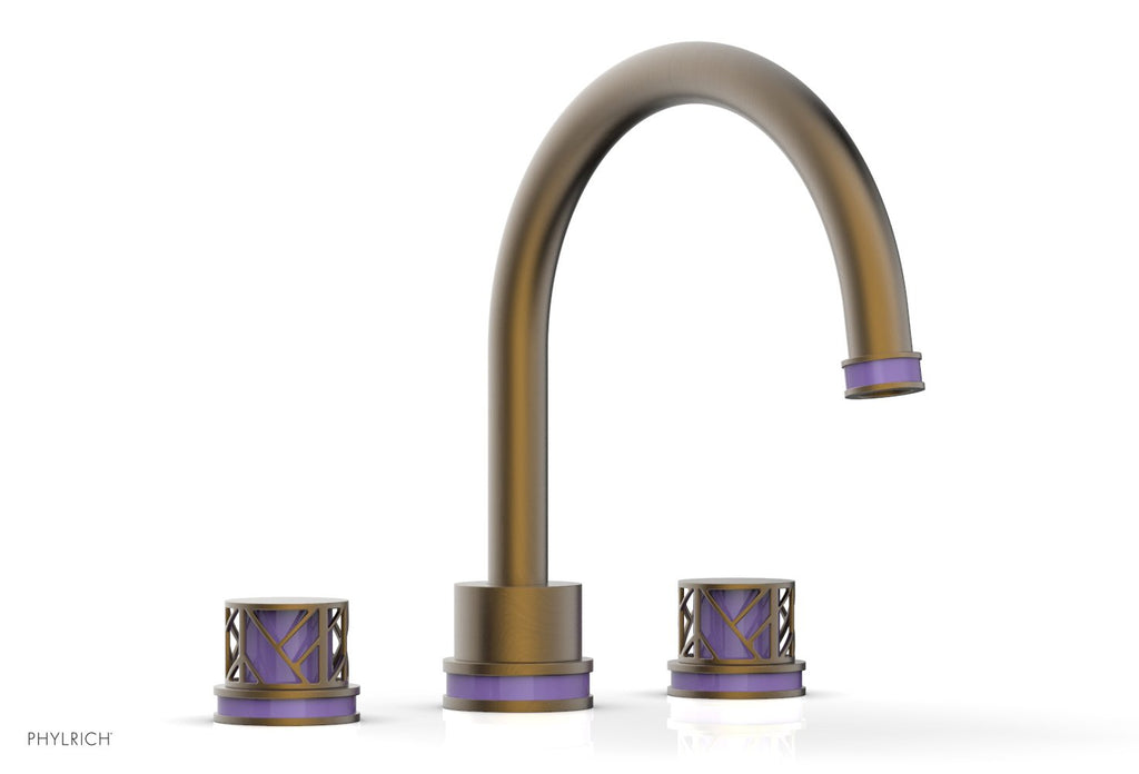 10-15/16" - Old English Brass - JOLIE Deck Tub Set - Round Handles with "Purple" Accents 222-40 by Phylrich - New York Hardware