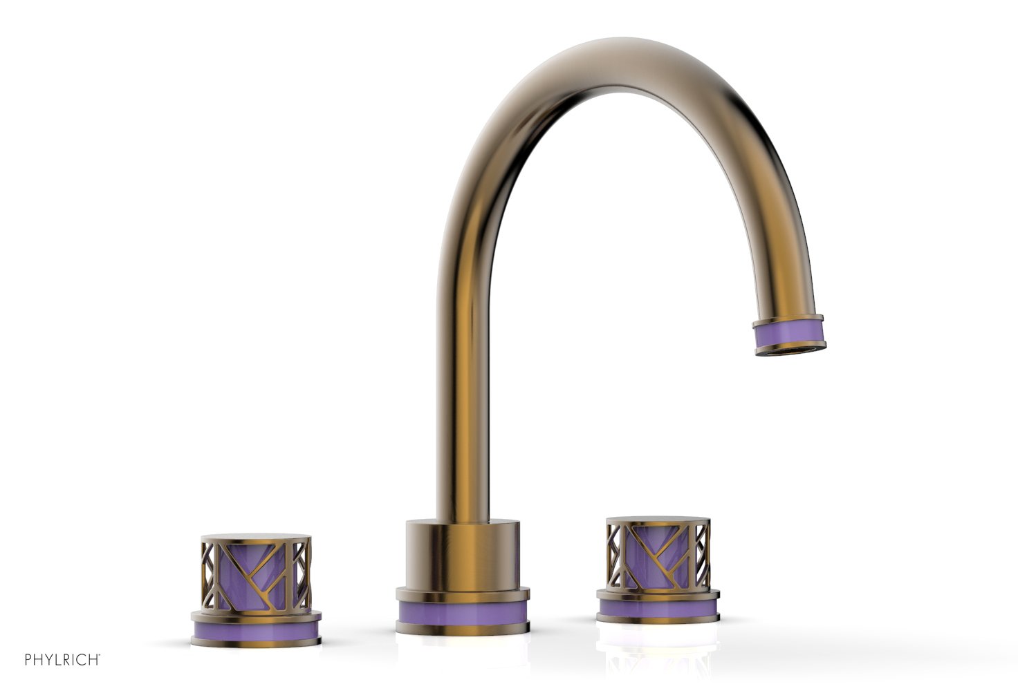 10-15/16" - Antique Brass - JOLIE Deck Tub Set - Round Handles with "Purple" Accents 222-40 by Phylrich - New York Hardware